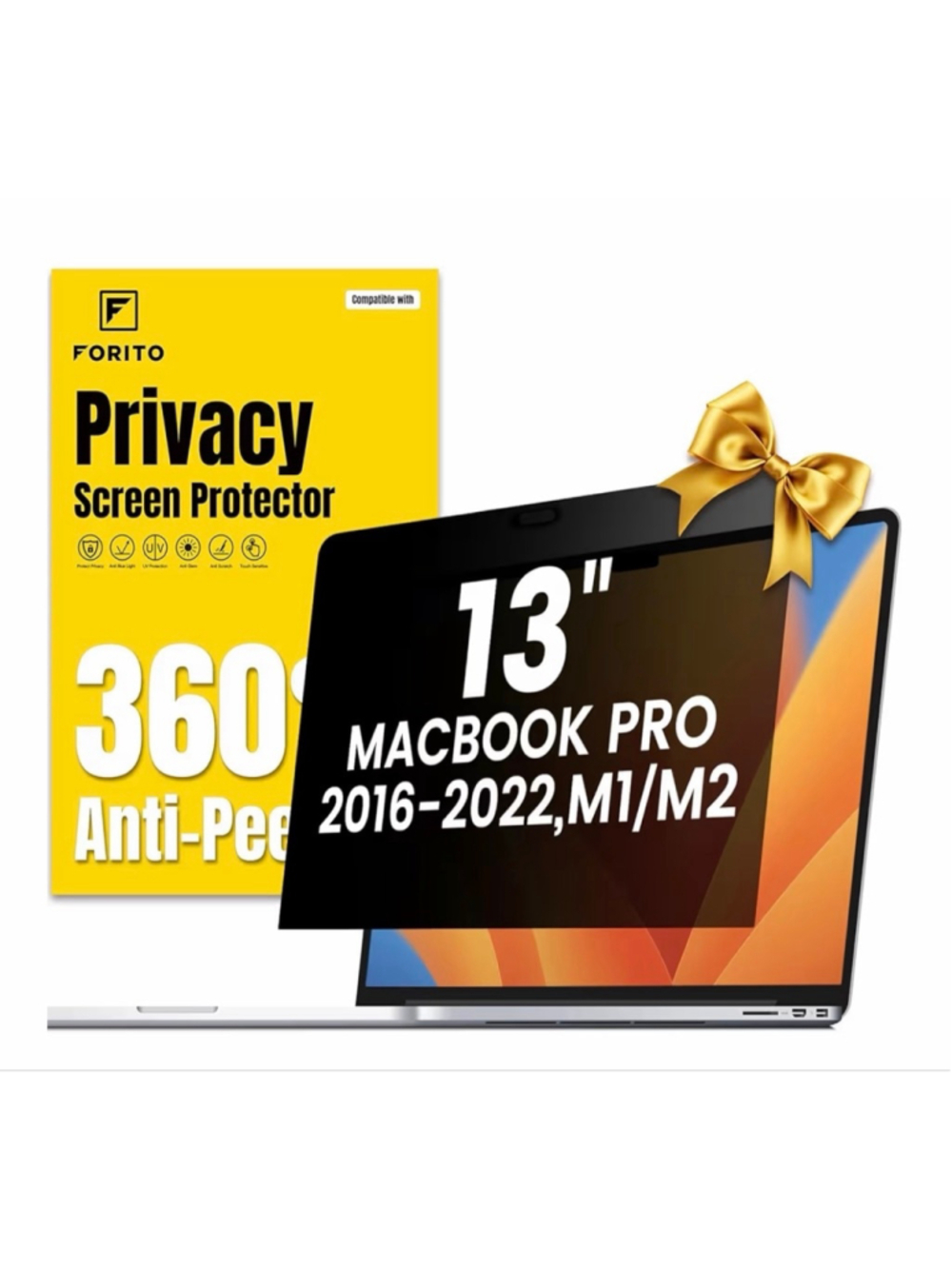 NEW FORITO MacBook Pro13” Privacy Screen Protector 360° AntiPeeping Glare Shield